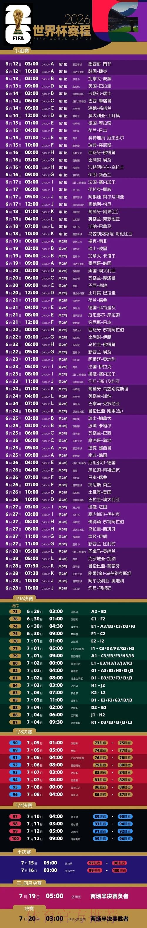 2026世界杯比赛时间实时更新比赛时间表实时查看 2026世界杯比赛时间实时更新比赛时间表实时查看